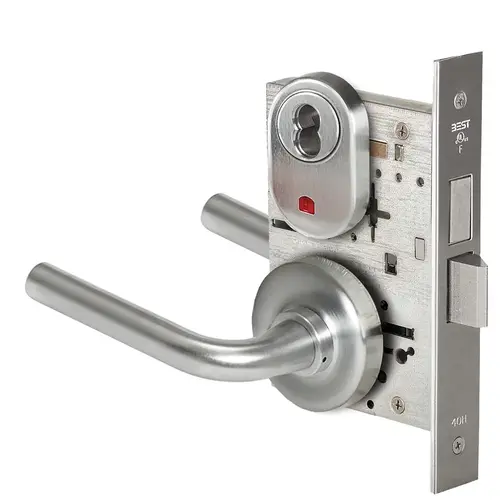 Grade 1 Intruder Mortise Lock, Visual Keyed Indicator, 12 Lever, R Rose, SFIC Housing Less Core, Satin Chrome Finish, Field Reversible Satin Chrome Grade 1 Intruder Mortise Lock, Visual Keyed Indicator, 12 Lever, R Rose, SFIC Housing Less Core, Satin Chrome Finish, Field Reversible Satin Chrome