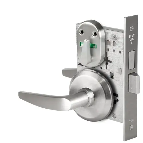 Grade 1 Privacy Mortise Lock, Visual Thumbturn Indicator, 16 Lever, S Rose, Non-Keyed, Satin Chrome Finish, Field Reversible Satin Chrome Grade 1 Privacy Mortise Lock, Visual Thumbturn Indicator, 16 Lever, S Rose, Non-Keyed, Satin Chrome Finish, Field Reversible Satin Chrome