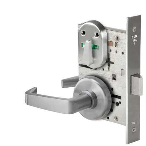 Mortise Lock Privacy Latch 15 Lever with H Rose with Visual Thumb Turn Indicator Satin Chrome Finish Mortise Lock Privacy Latch 15 Lever with H Rose with Visual Thumb Turn Indicator Satin Chrome Finish