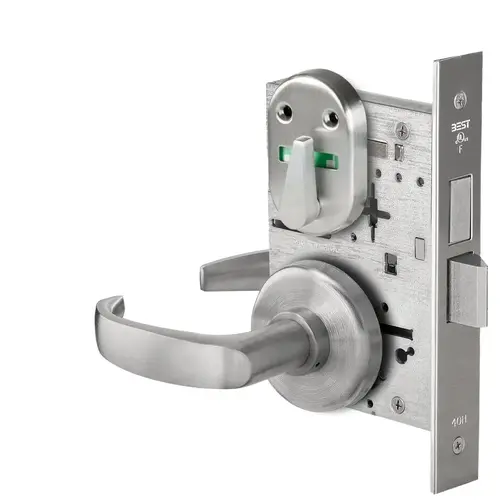 Grade 1 Privacy Mortise Lock, Double Visual Indicator, 14 Lever, H Rose, Non-Keyed, Satin Stainless Steel Finish, Field Reversible Satin Stainless Steel Grade 1 Privacy Mortise Lock, Double Visual Indicator, 14 Lever, H Rose, Non-Keyed, Satin Stainless Steel Finish, Field Reversible Satin Stainless Steel