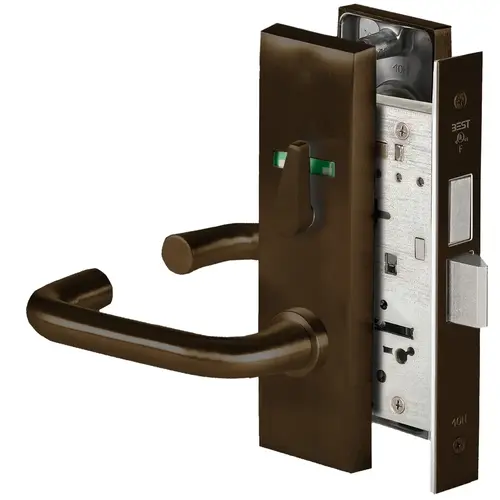 Grade 1 Dormitory Mortise Lock, Visual Thumbturn Indicator, 3 Lever, M Escutcheon, SFIC Housing Less Core, Dark Bronze Finish, Field Reversible Dark Bronze Grade 1 Dormitory Mortise Lock, Visual Thumbturn Indicator, 3 Lever, M Escutcheon, SFIC Housing Less Core, Dark Bronze Finish, Field Reversible Dark Bronze