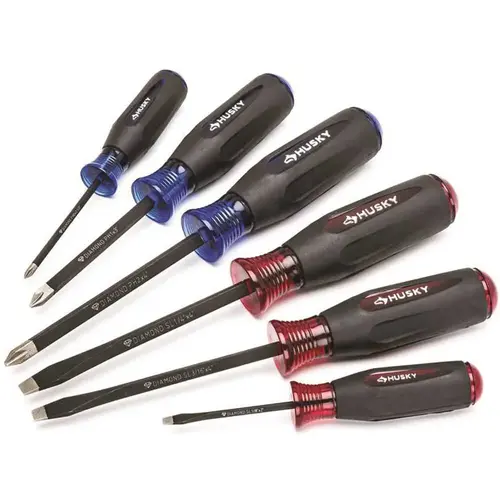 Husky Diamond Tip Magnetic Screwdriver Set Red
