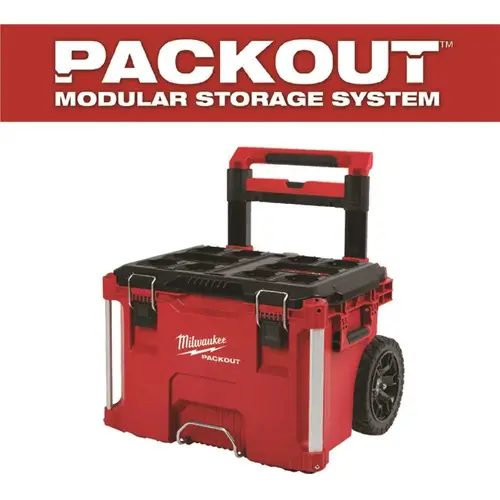 PACKOUT Rolling Tool Box, 250 lb, Plastic, Red, 18.6 in L x 22.1 in W x 25.6 in H Outside PACKOUT Rolling Tool Box, 250 lb, Plastic, Red, 18.6 in L x 22.1 in W x 25.6 in H Outside