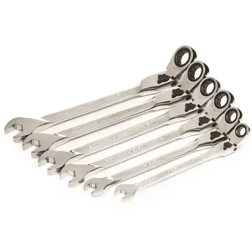 100-Position Chrome Flex Lock Ratcheting Metric Combination Wrench Set 100-Position Chrome Flex Lock Ratcheting Metric Combination Wrench Set