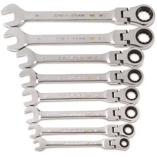 90-Tooth Metric Ratcheting Flex-Head Combination Wrench Set with Tray 90-Tooth Metric Ratcheting Flex-Head Combination Wrench Set with Tray