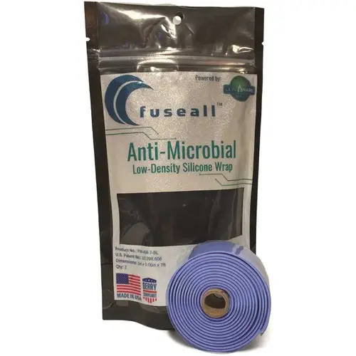 Fuseall Powered by LumAware Wrap Tape 1 in. x 7 ft. Antimocrobial Self-Fusing Silcone Wrap Stretch and Seal Blue