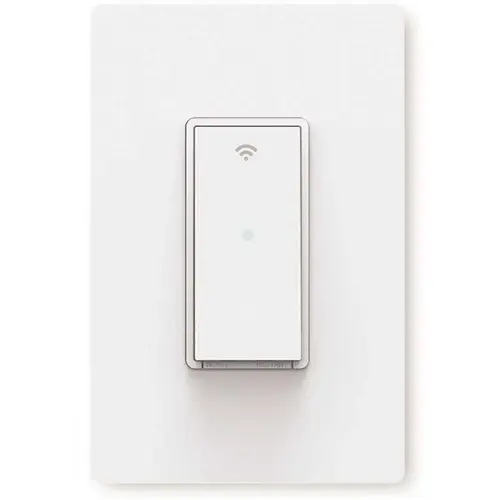 Single-Pole Smart Home Push Button Rocker Light Switch with Wi-Fi, White Single-Pole Smart Home Push Button Rocker Light Switch with Wi-Fi, White