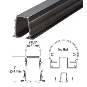 CRL 14TVH Black Top Rail Glazing Vinyl for 1/4" Monolithic and 5/16" Thick Laminated Glass - 10'