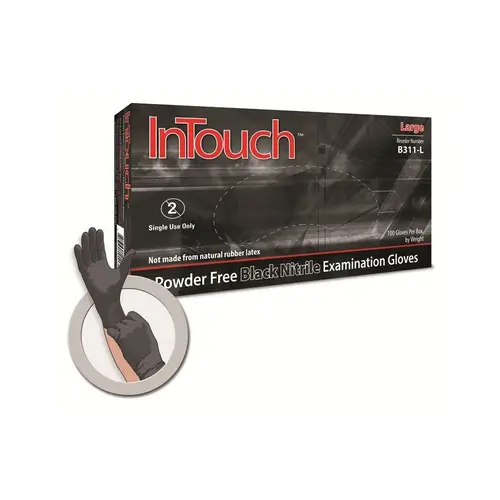 INTOUCH PF BLACK NITRILE SMALL DISPOSABLE GLOVES 100/BX INTOUCH PF BLACK NITRILE SMALL DISPOSABLE GLOVES 100/BX