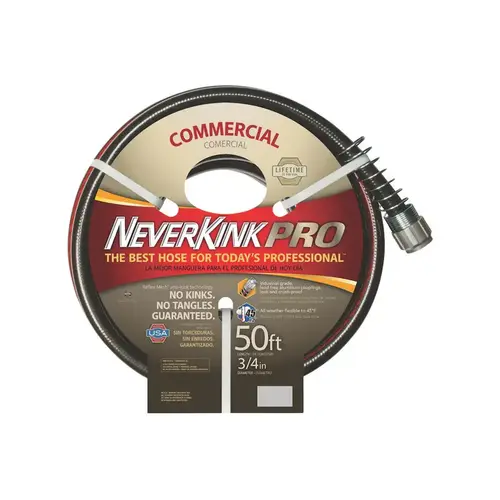 Garden Hose NeverKink Pro 3/4" D X 50 ft. L Contractor Grade Black Black Garden Hose NeverKink Pro 3/4" D X 50 ft. L Contractor Grade Black Black