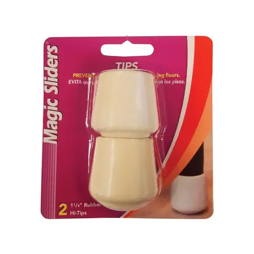 Leg Tip Rubber White Round 1-1/4" W White Pair Leg Tip Rubber White Round 1-1/4" W White Pair