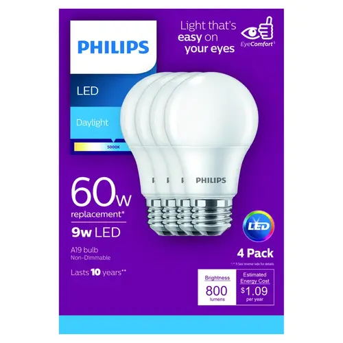 LED Bulb A19 E26 (Medium) Daylight 60 Watt Equivalence Frosted LED Bulb A19 E26 (Medium) Daylight 60 Watt Equivalence Frosted