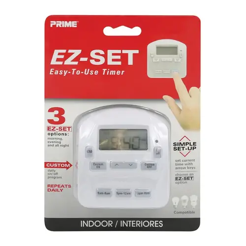 Digital Timer EZ-Set Indoor 125 V White White