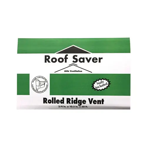 Rolled Ridge Vent 0.75" H X 10.5" W X 50 ft. L Fiber/Polyester Rolled Ridge Vent 0.75" H X 10.5" W X 50 ft. L Fiber/Polyester