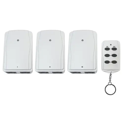 Wireless Remote with Grounded Outlets Indoor White White Wireless Remote with Grounded Outlets Indoor White White