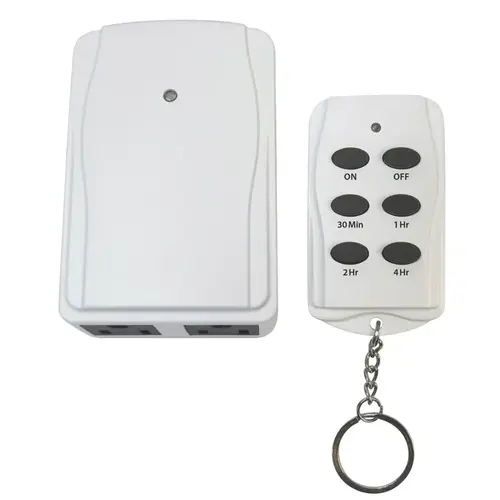 Timer With Remote Control and Grounded Outlets Indoor White White