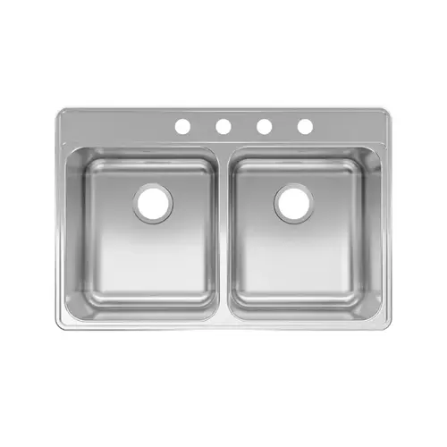 Kitchen Sink Kindred Stainless Steel Top Mount 33" W X 22" L Two Bowls Kitchen Sink Kindred Stainless Steel Top Mount 33" W X 22" L Two Bowls