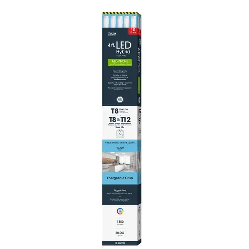 10 LED Light Bulb, Ballast Bypass, Linear, Plug and Play, T8 Lamp, 32 W Equivalent White - pack of 10 10 LED Light Bulb, Ballast Bypass, Linear, Plug and Play, T8 Lamp, 32 W Equivalent White - pack of 10