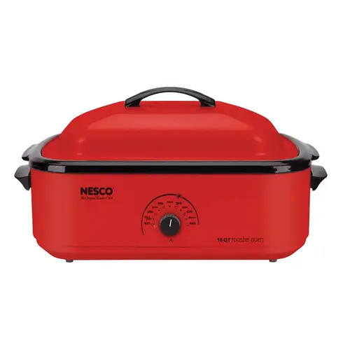 Electric Roaster Chrome Red Porcelain 18 qt 12" H X 15" W X 23.5" L Chrome