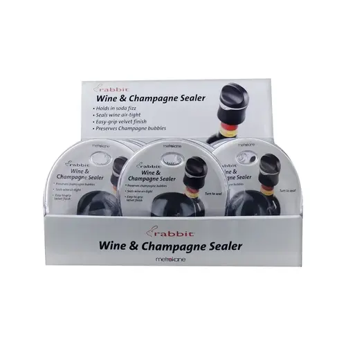 Wine and Champagne Sealer Black Rubber/Stainless Steel Black - pack of 12 Wine and Champagne Sealer Black Rubber/Stainless Steel Black - pack of 12