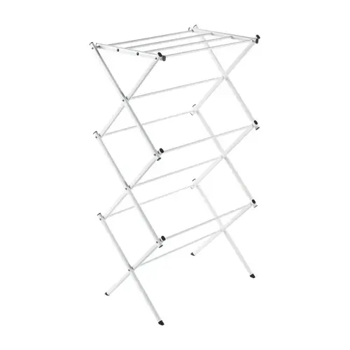 Clothes Drying Rack 42" H X 14.5" W X 21" D Steel Accordian Collapsible White Clothes Drying Rack 42" H X 14.5" W X 21" D Steel Accordian Collapsible White