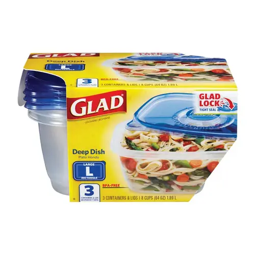Glad BBG10316 Large Deep Dish, 64 oz, Plastic, Clear