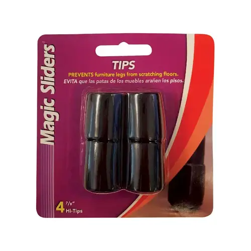 Leg Tip Vinyl Black Round 7/8" W Black