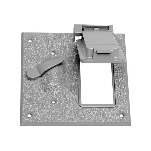 Combo Box Cover Square Metal 2 gang Wet Locations Gray Combo Box Cover Square Metal 2 gang Wet Locations Gray