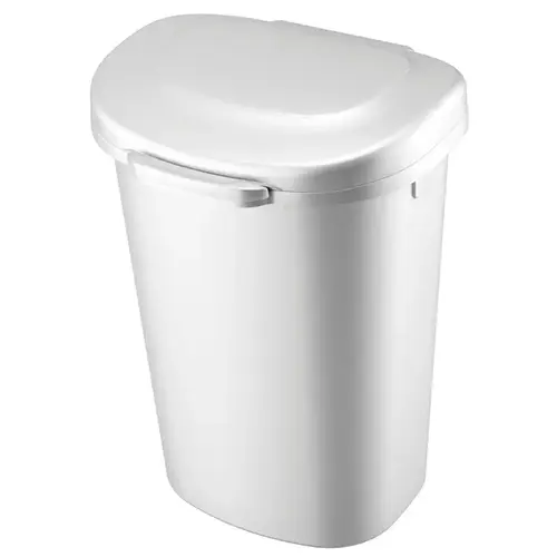 Wastebasket 13 gal White Plastic Touch Top White Wastebasket 13 gal White Plastic Touch Top White