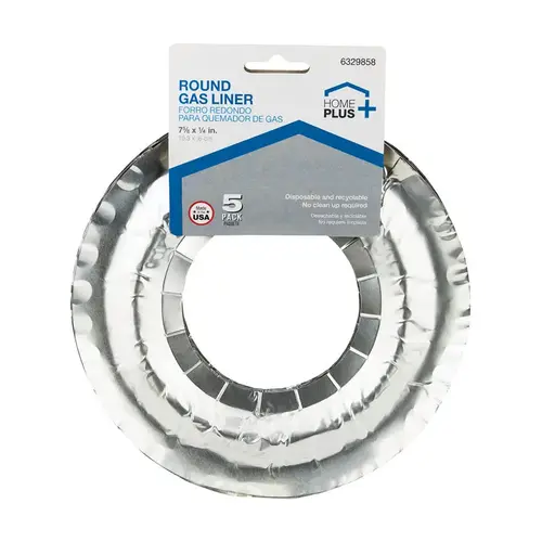Gas Burner Liner Durable Foil 7 5/8" Silver Silver Gas Burner Liner Durable Foil 7 5/8" Silver Silver