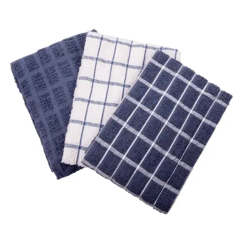 Kitchen Towel Federal Blue Cotton Check Federal Blue - pack of 3