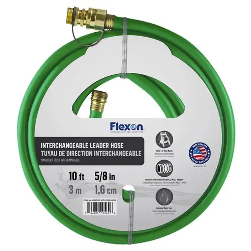 Leader Hose 5/8" D X 10 ft. L Medium Duty Green Green