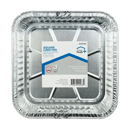 Square Cake Pan Durable Foil 8" W X 8" L Silver Silver