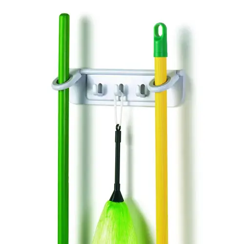 Broom/Mop Holder 3" H X 11.3" W X 1" D White