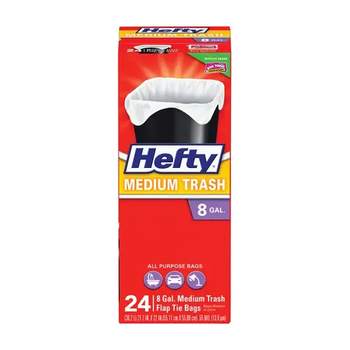Trash Bags 8 gal Flap Tie 24 pk 0.55 mil White Trash Bags 8 gal Flap Tie 24 pk 0.55 mil White