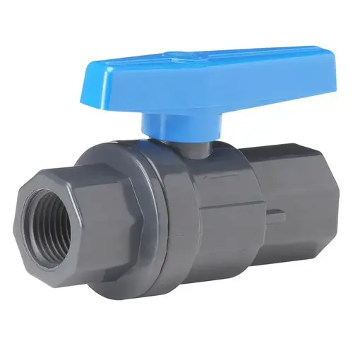 Ball Valve 3/4" PVC FIP Full Port Quarter-Turn Lever For Non-Potable Water Gray