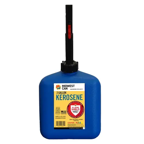Kerosene Can FlameShield Safety System Plastic 2 gal Blue Kerosene Can FlameShield Safety System Plastic 2 gal Blue