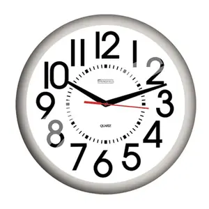 TAYLOR 6760 Dial Clock Big and Bold Plastic Black/White 13.25" Black/White