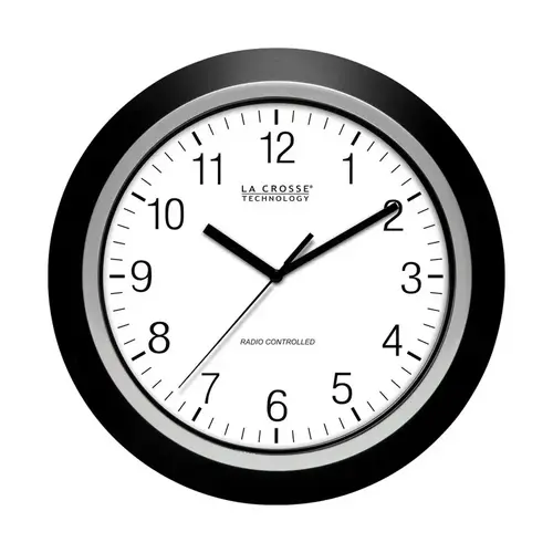 Atomic Wall Clock 13-1/2" L X 2" W Indoor Casual Analog Glass/Plastic Bla Black/Silver Atomic Wall Clock 13-1/2" L X 2" W Indoor Casual Analog Glass/Plastic Bla Black/Silver