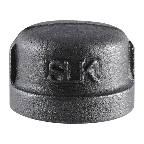 Cap 1/2" FIP X 1/2" D FPT Black Malleable Iron 1 1/4" L Black