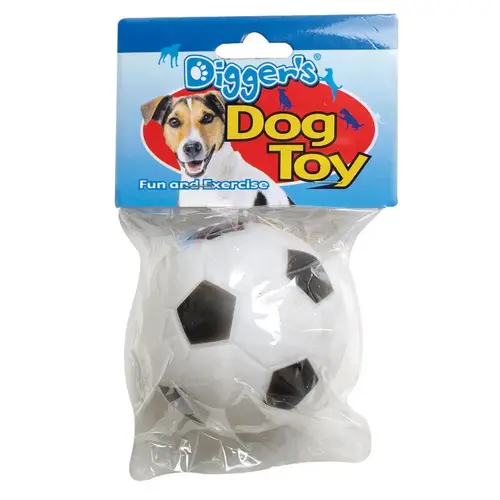 Dog Toy Digger's Black/White Soccer Ball Vinyl Medium Black/White