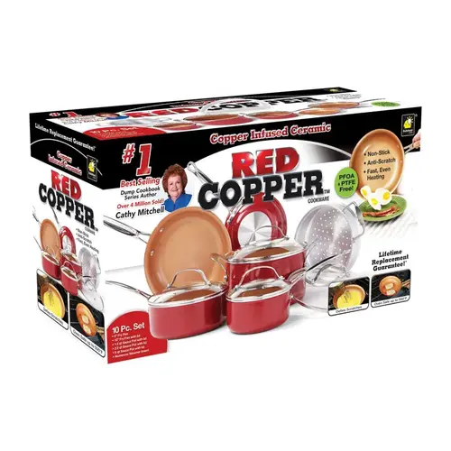 Cookware Set Ceramic Copper Red Red Cookware Set Ceramic Copper Red Red