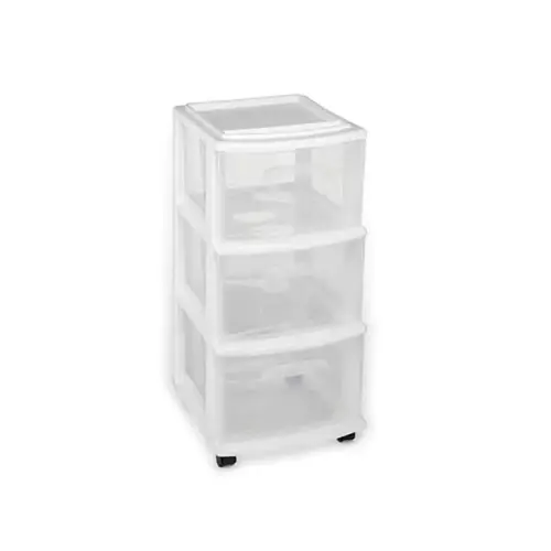 Drawer Organizer 25.5" H X 14.25" W X 12.5" D Stackable Clear/White - pack of 3