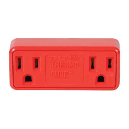 Outlet Converter Non-Polarized 2 outlets Surge Protection Red Outlet Converter Non-Polarized 2 outlets Surge Protection Red