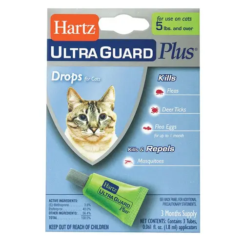 Flea Treatment Ultra Guard Plus Flea and Tick Drops for Cats For Cats 5 lb. and Over Flea Treatment Ultra Guard Plus Flea and Tick Drops for Cats For Cats 5 lb. and Over