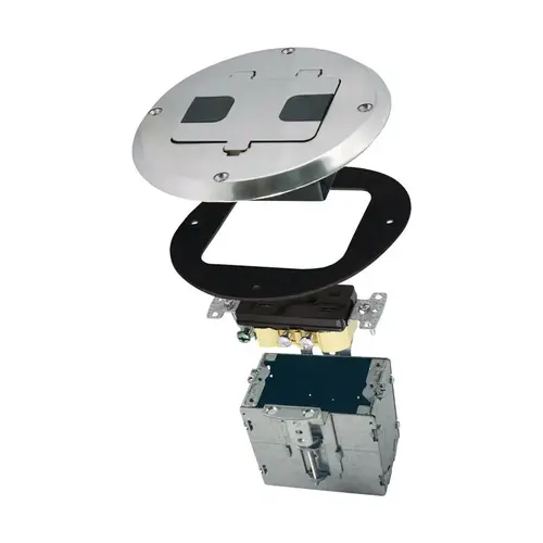 Floor Box 28 cu in Round Steel 1 gang Metallic Metallic Floor Box 28 cu in Round Steel 1 gang Metallic Metallic