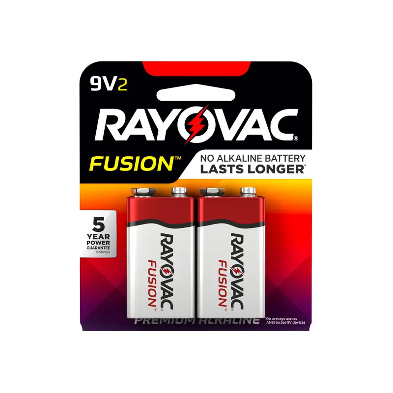 Rayovac Batteries Fusion 9-Volt Alkaline 2 pack Carded Pair A1604-2FUSK