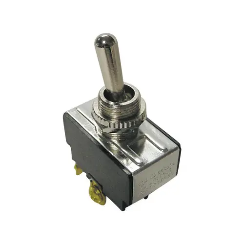 Toggle Switch, 125/250 V, SPST, Screw Terminal Black/Silver
