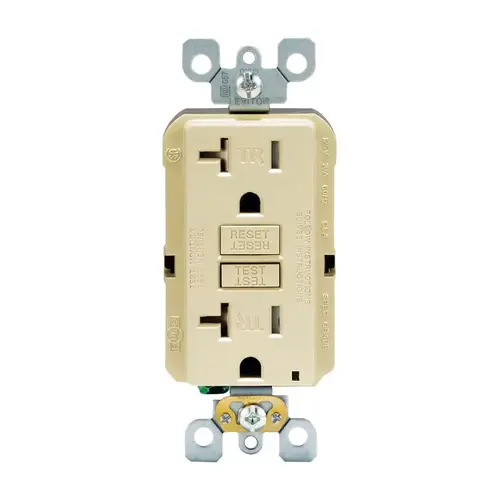 GFCI Outlet SmartlockPro 20 amps 125 V Duplex Ivory 5-20R Ivory GFCI Outlet SmartlockPro 20 amps 125 V Duplex Ivory 5-20R Ivory