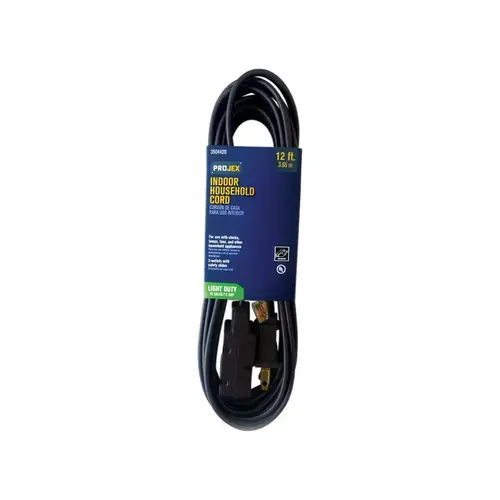 Extension Cord Indoor 12 ft. L Brown 16/2 SPT-2 Brown
